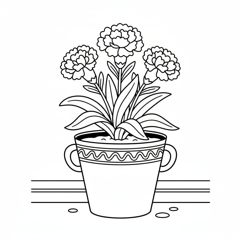 Página para Colorear de Clavel - Fácil