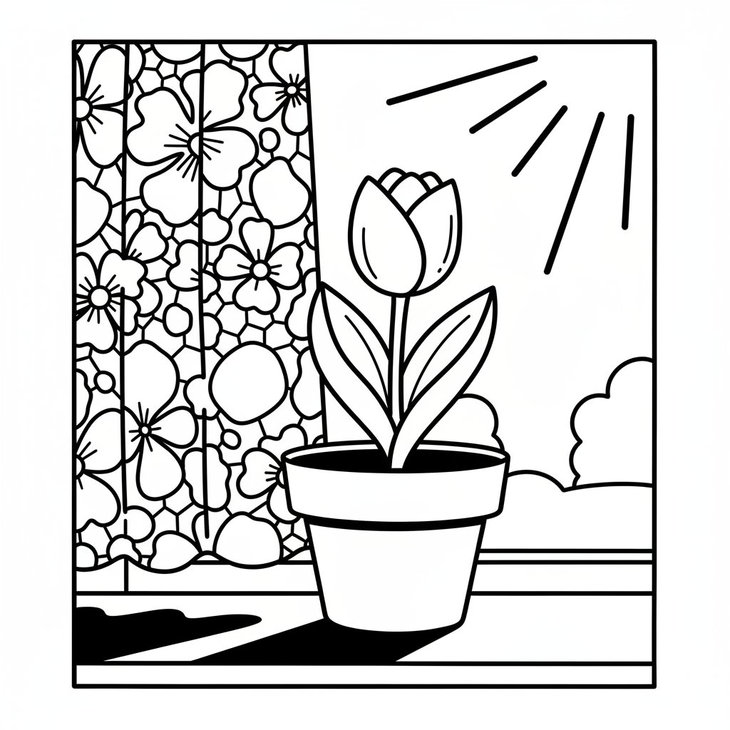 Página para Colorear de Encantador Tulipán - Fácil