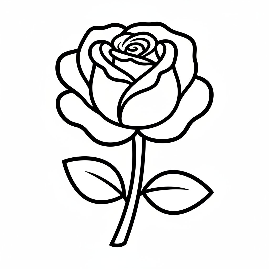 Página para Colorear Rosa - Fácil