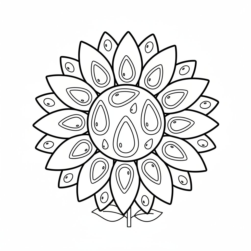 Página para Colorear de Girasol - Fácil