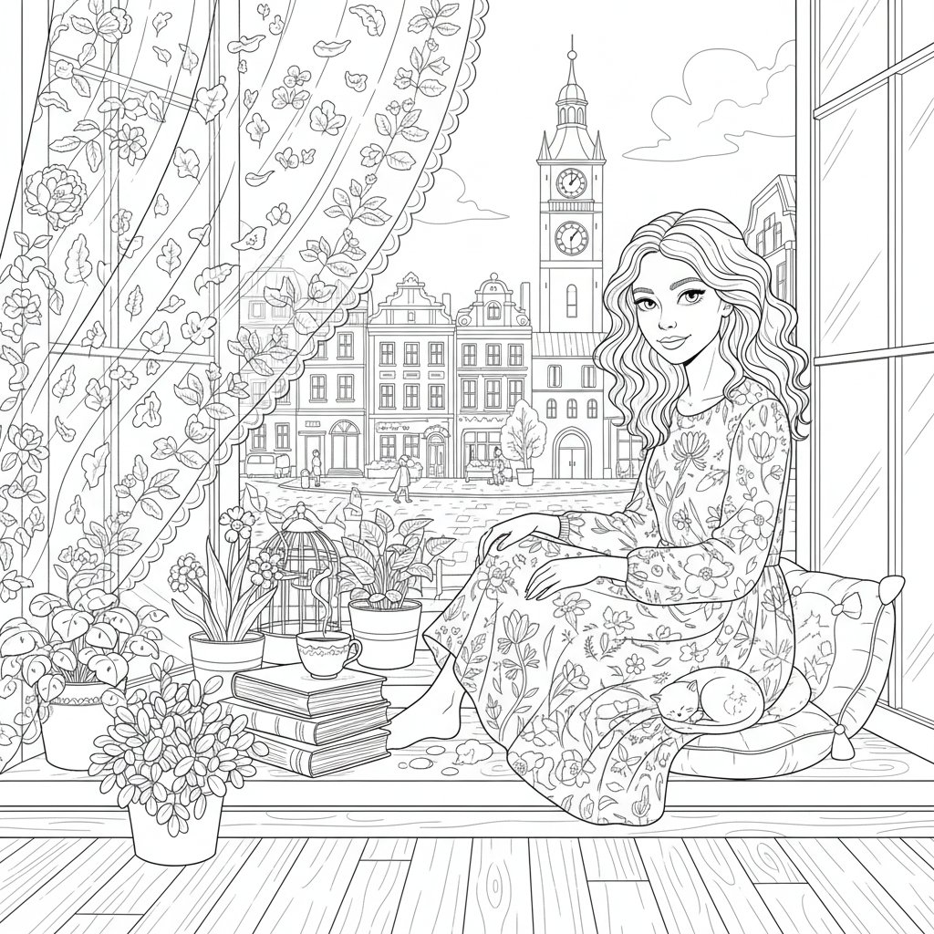 Página para Colorear de Lirio - Difícil