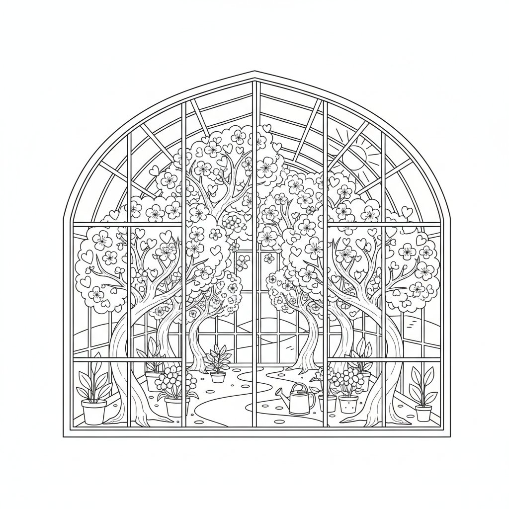 Página para Colorear de Flor de Cerezo - Medio