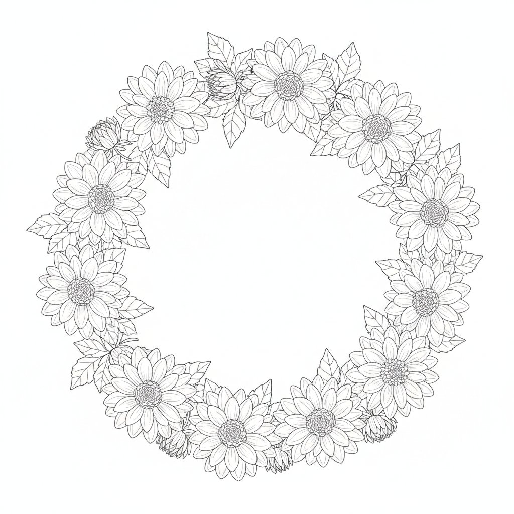 Página para Colorear de Dalia Elegante - Medio