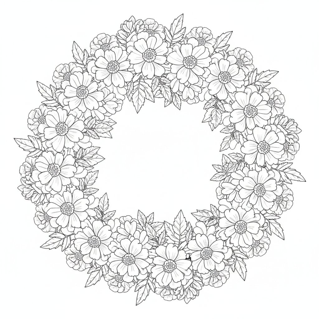 Página para Colorear de Caléndula Majestuosa - Medio