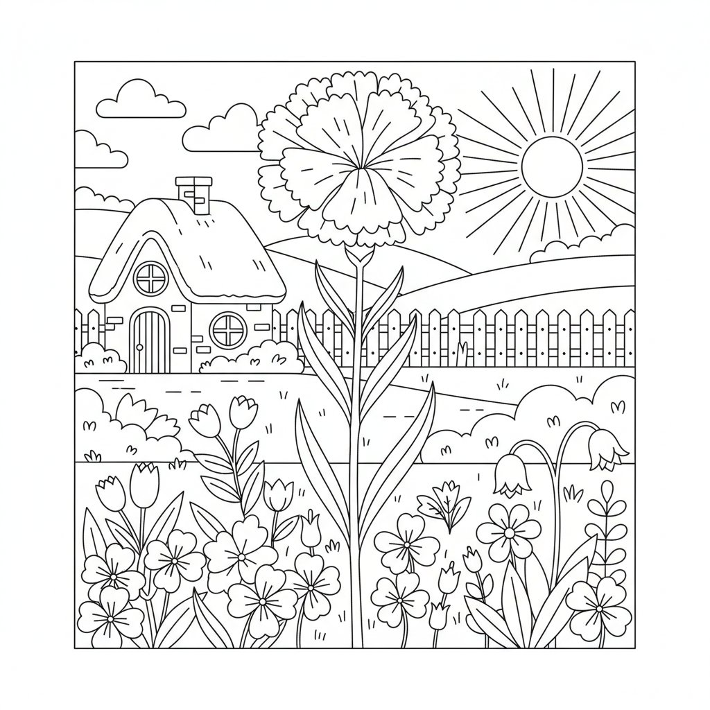 Página para Colorear Clavel Vibrante - Medio