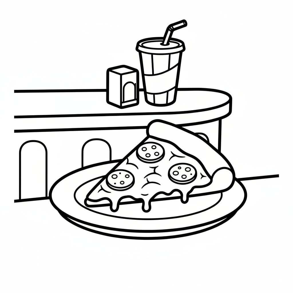 Fantástica Página para Colorear de Pizza - Fácil