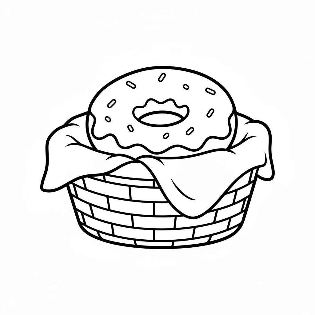 Página para Colorear de Donut Feliz - Fácil