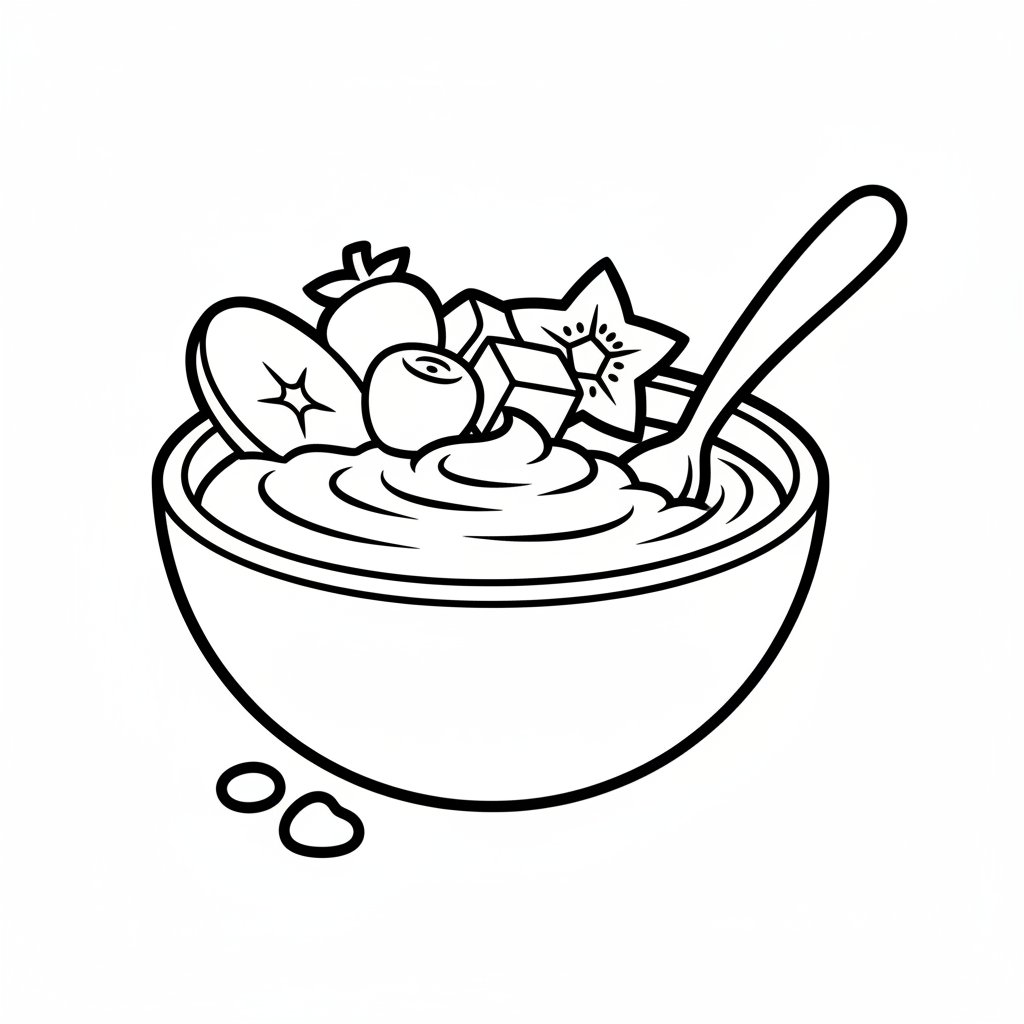 Página para Colorear de Smoothie Bowl - Fácil