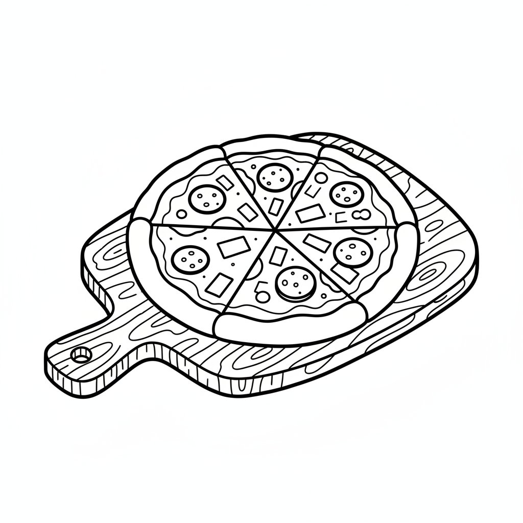 Página para Colorear de la Pizza Caprichosa - Fácil