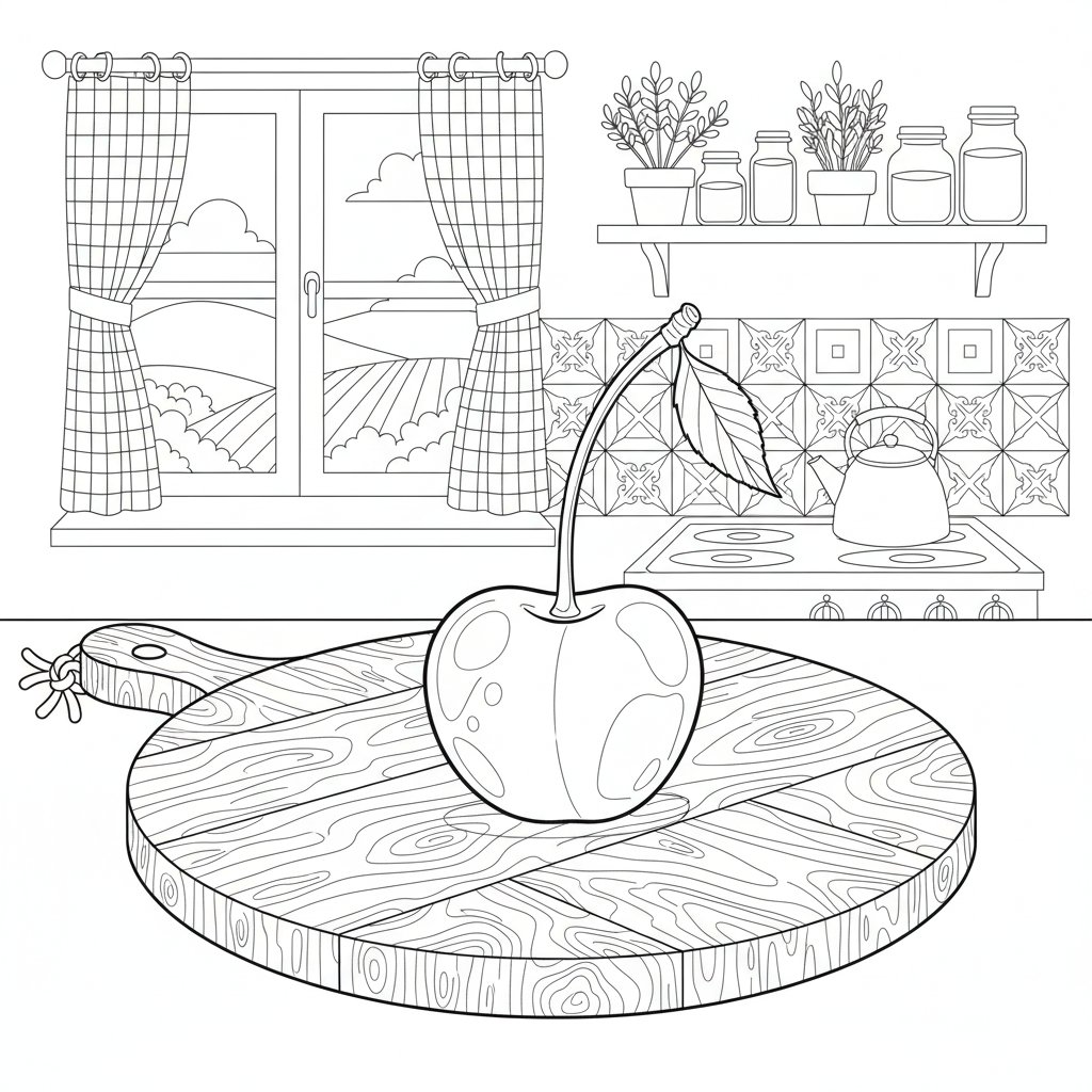 Página para Colorear de la Cereza - Difícil