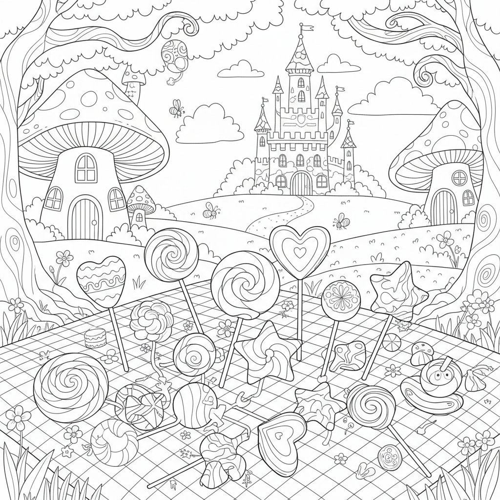 Página para Colorear de Piruleta - Difícil