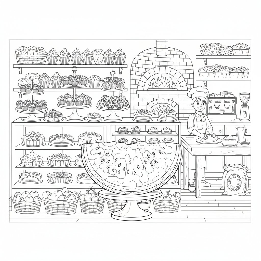 Página para Colorear de la Maravillosa Sandía - Difícil