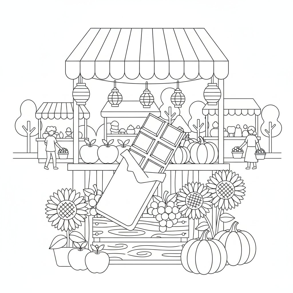 Página para Colorear de la Tableta de Chocolate - Medio