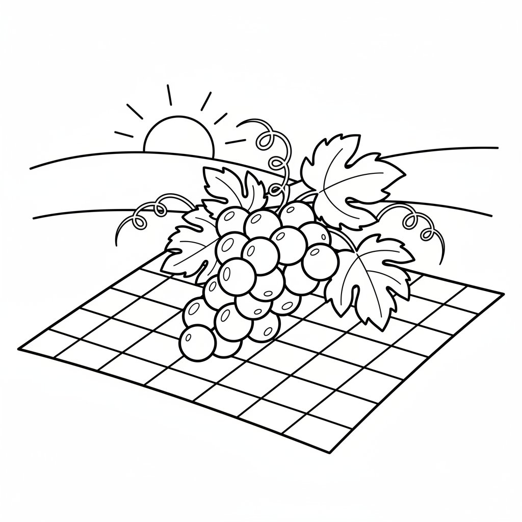 Página para Colorear Creativa de Uvas - Medio