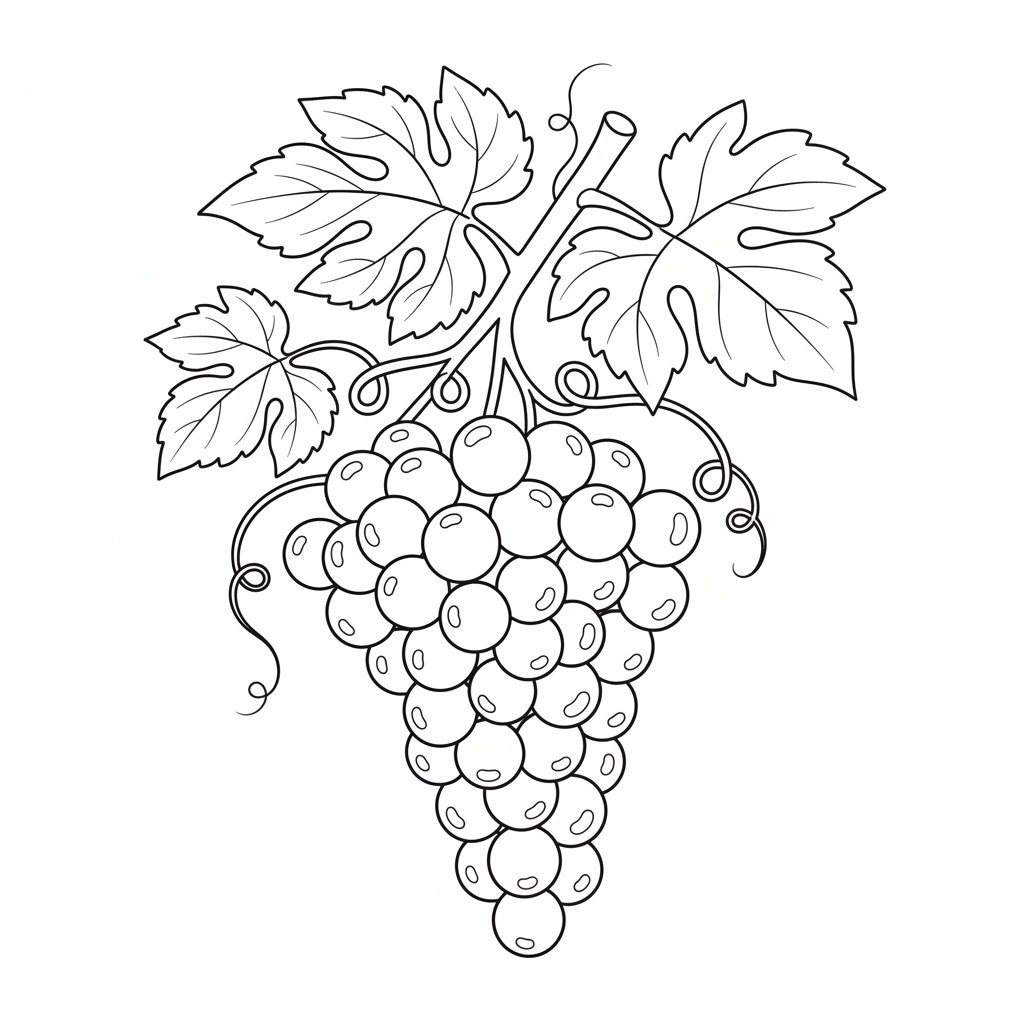 Página para Colorear de Uvas Suaves - Medio