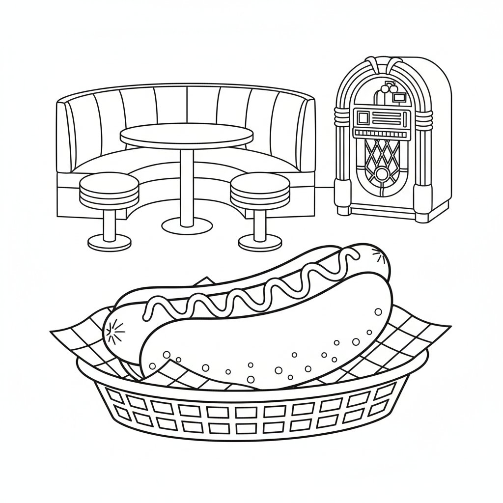 Página para Colorear de Perrito Caliente - Medio