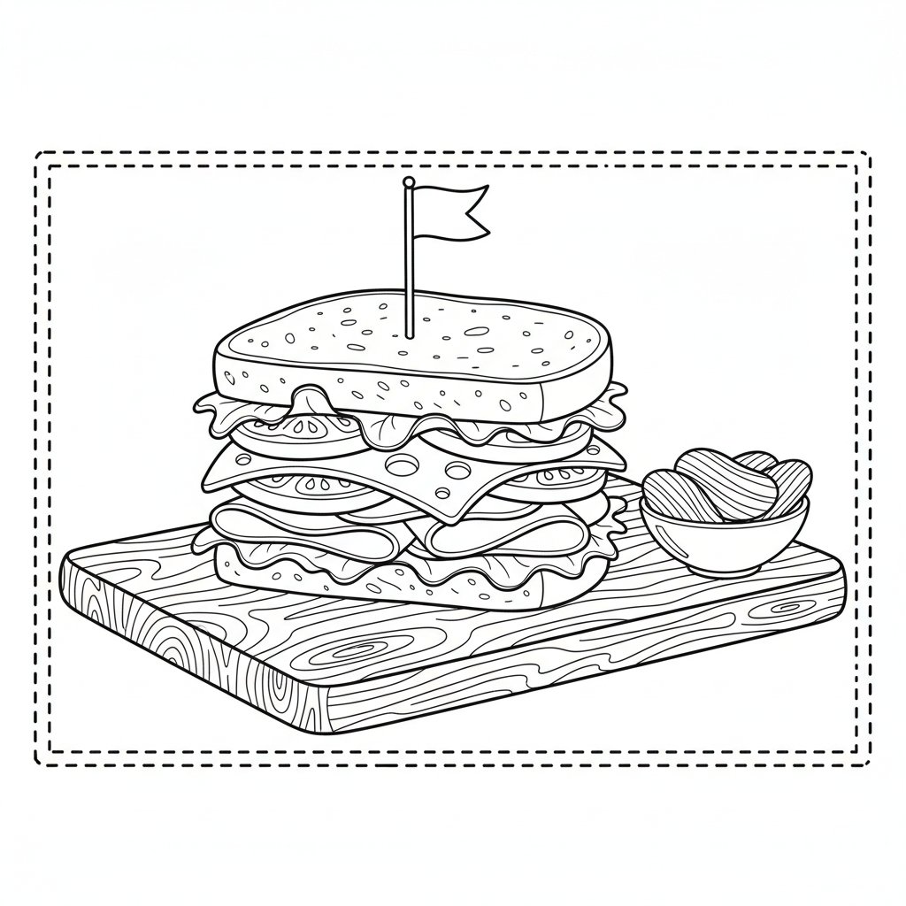 Página para Colorear de Sándwich - Medio