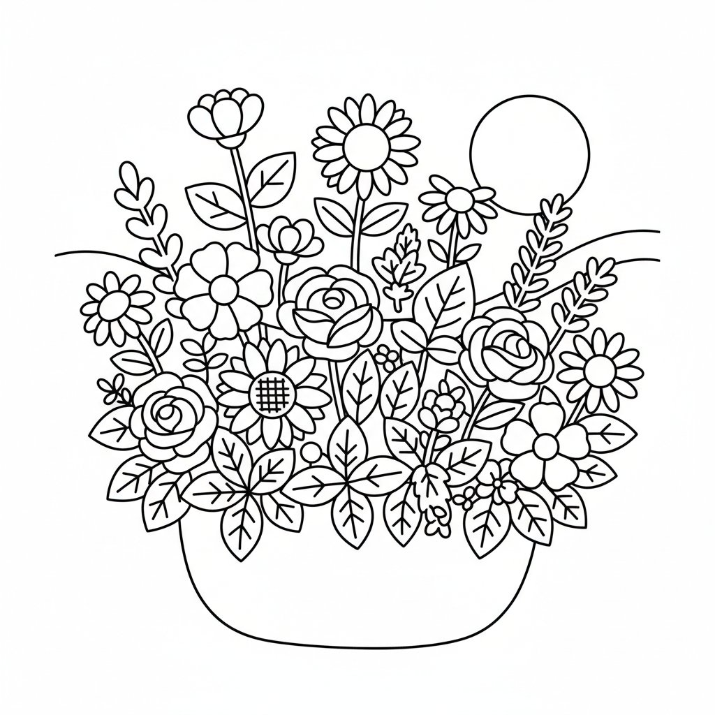 Página para Colorear del Jardín de Hierbas Soñador - Fácil