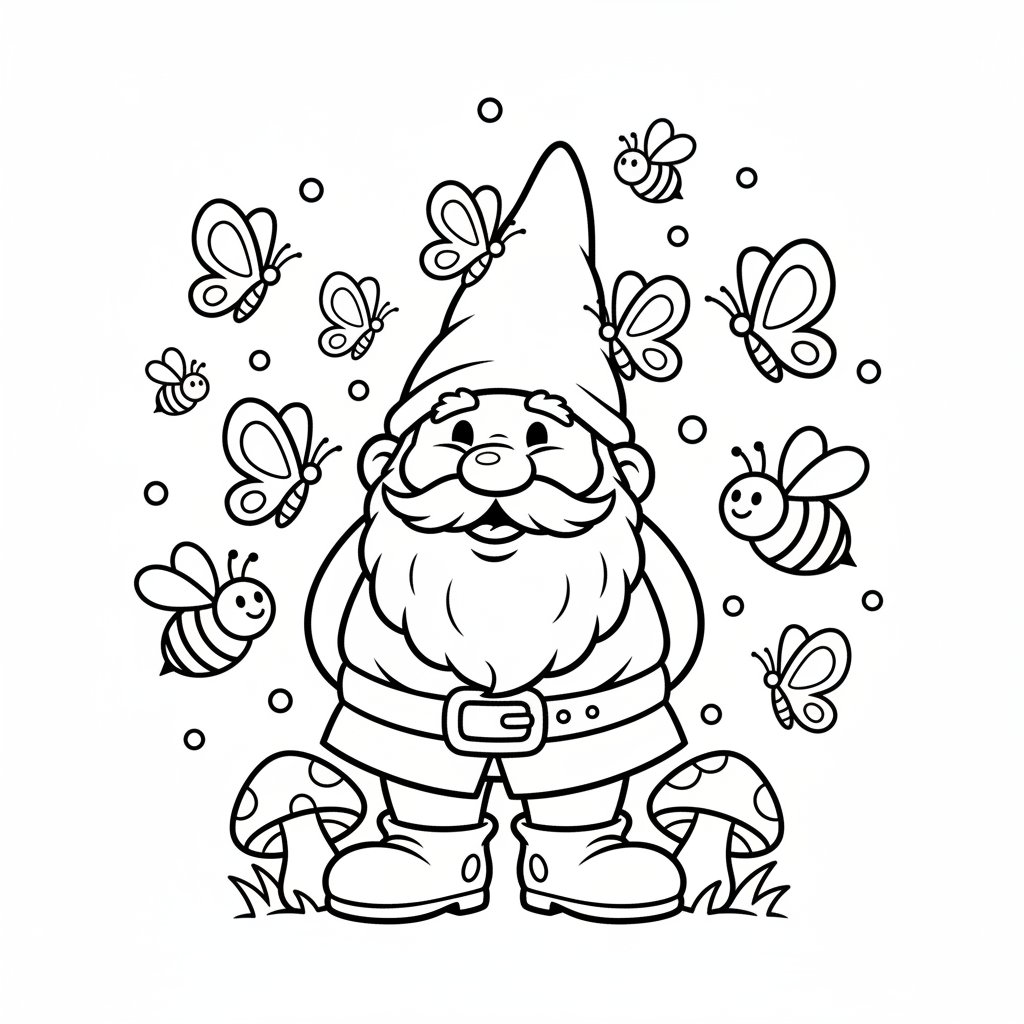 Página para Colorear de Gnomo de Jardín Impresionante - Fácil