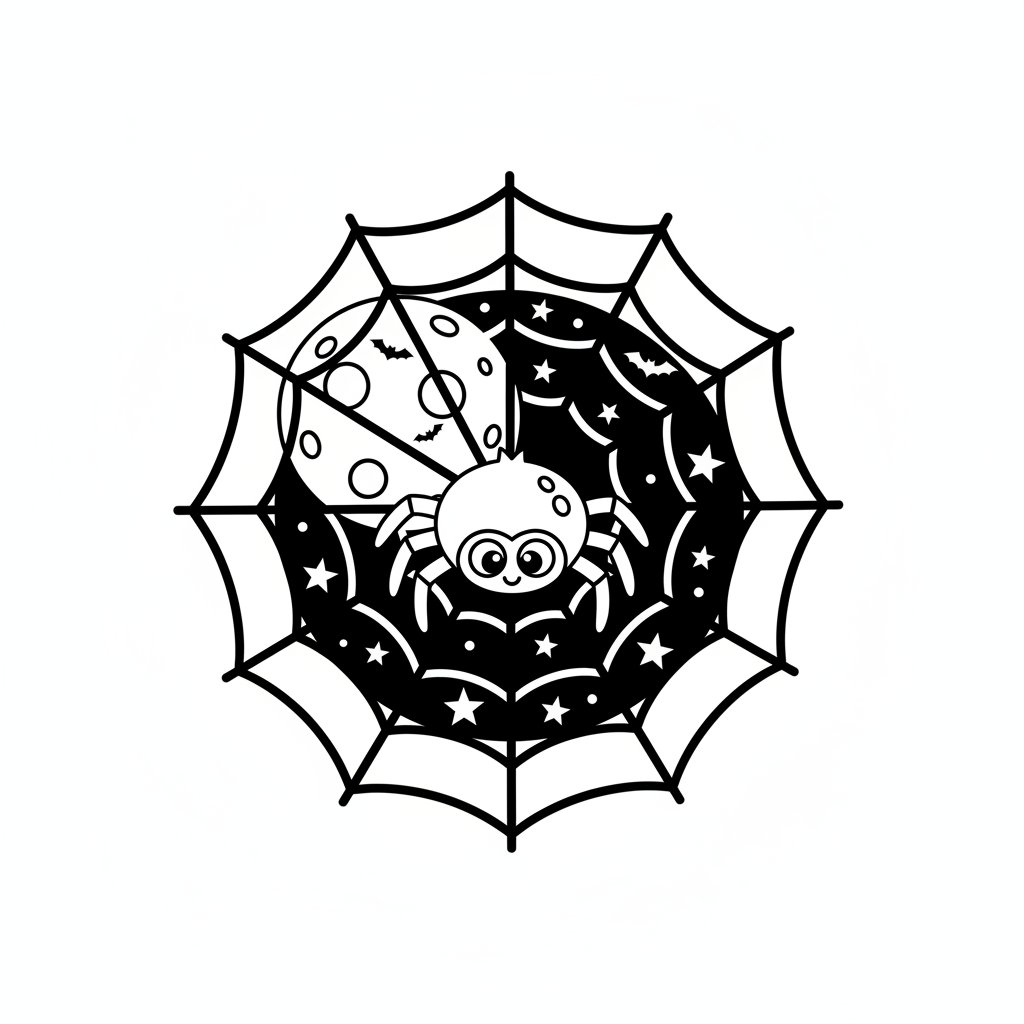 Página para Colorear de Telaraña de Halloween Serena - Medio
