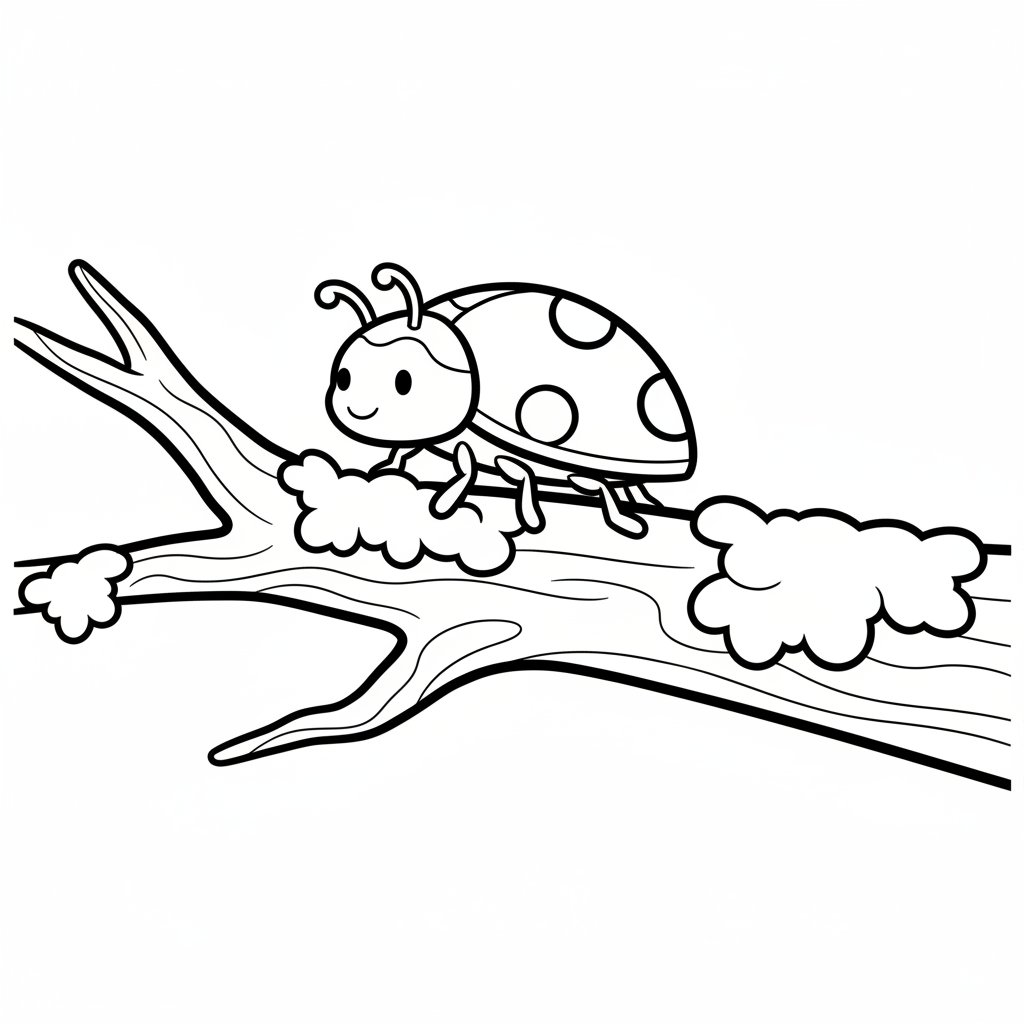 Página para Colorear de la Encantadora Mariquita - Fácil