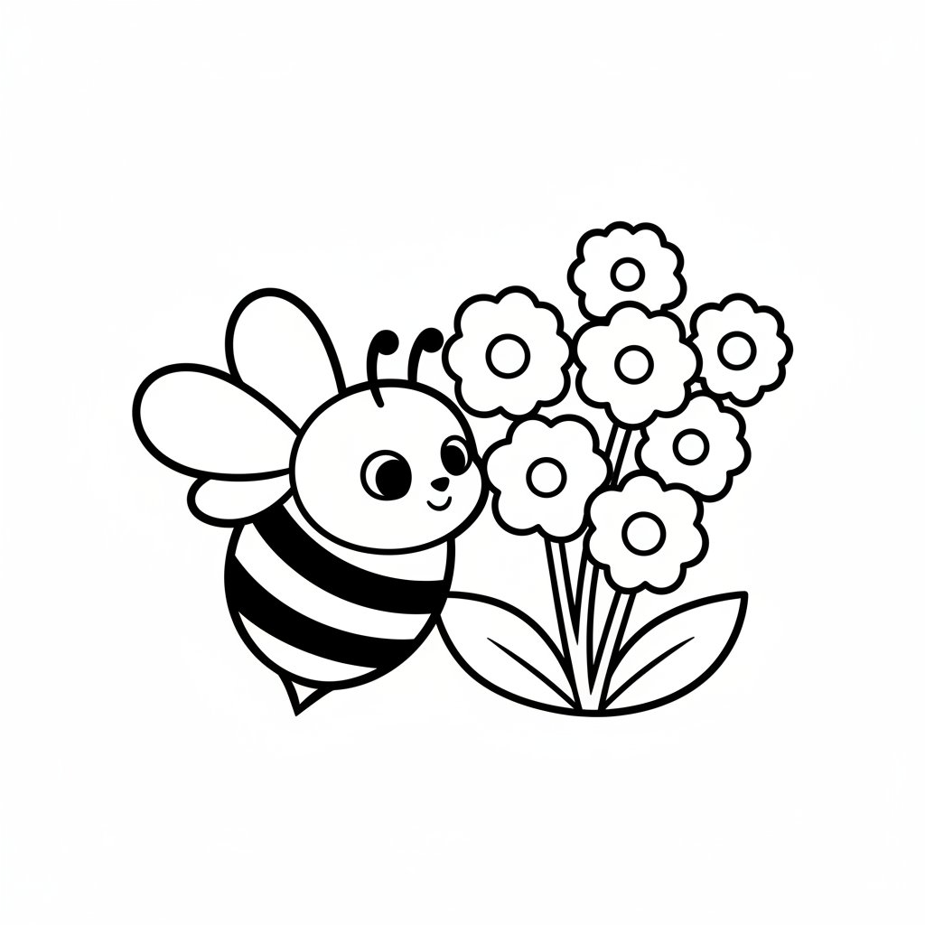 Página para Colorear de Abeja Elegante - Fácil