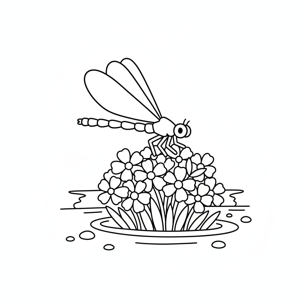 Página para Colorear de Caballito del Diablo Radiante - Fácil