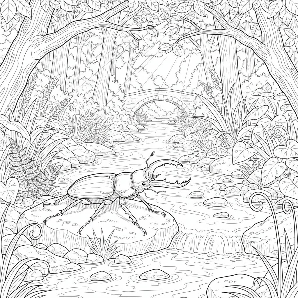 Fantastischer Hirschkäfer Malseite - Schwer