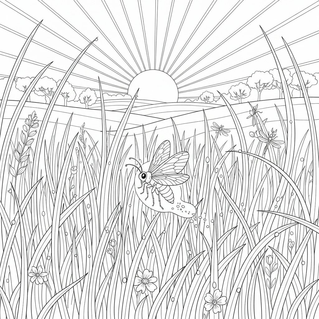 Luciérnaga Página para Colorear - Difícil