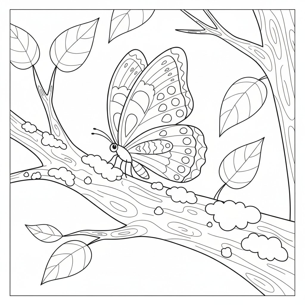 Página para Colorear de Mariposa - Medio