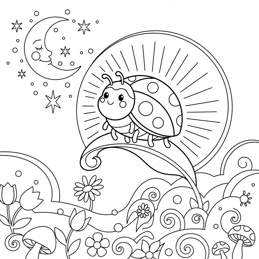 Página para Colorear de Mariquita - Medio