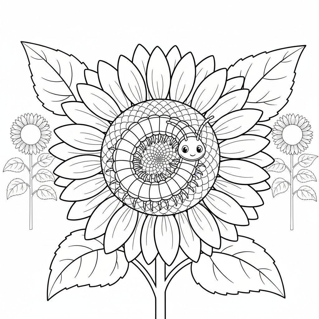 Página para Colorear de Lindo Ciempiés - Medio