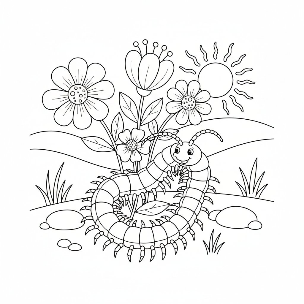 Página para Colorear Ciempiés Maravilloso - Medio