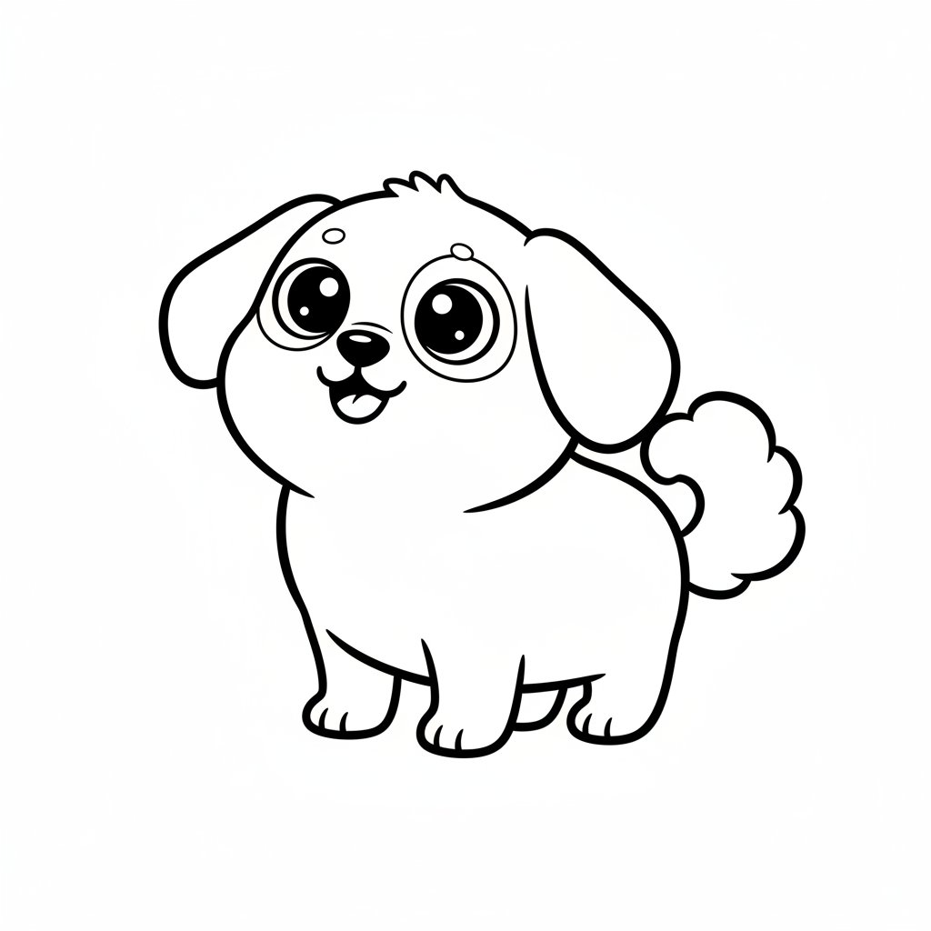 Página para Colorear de Perro Kawaii Soñador - Fácil