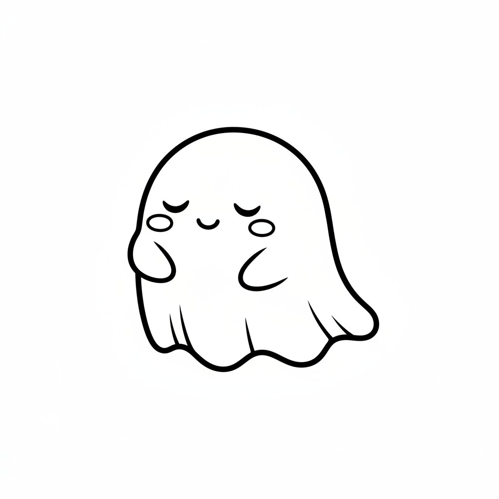 Página para Colorear de Fantasma Kawaii Elegante - Fácil