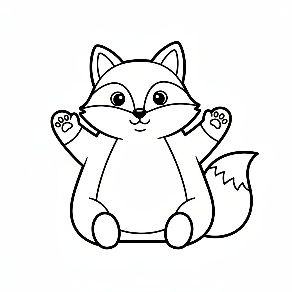 Fantástica Página para Colorear de Zorro Kawaii - Fácil