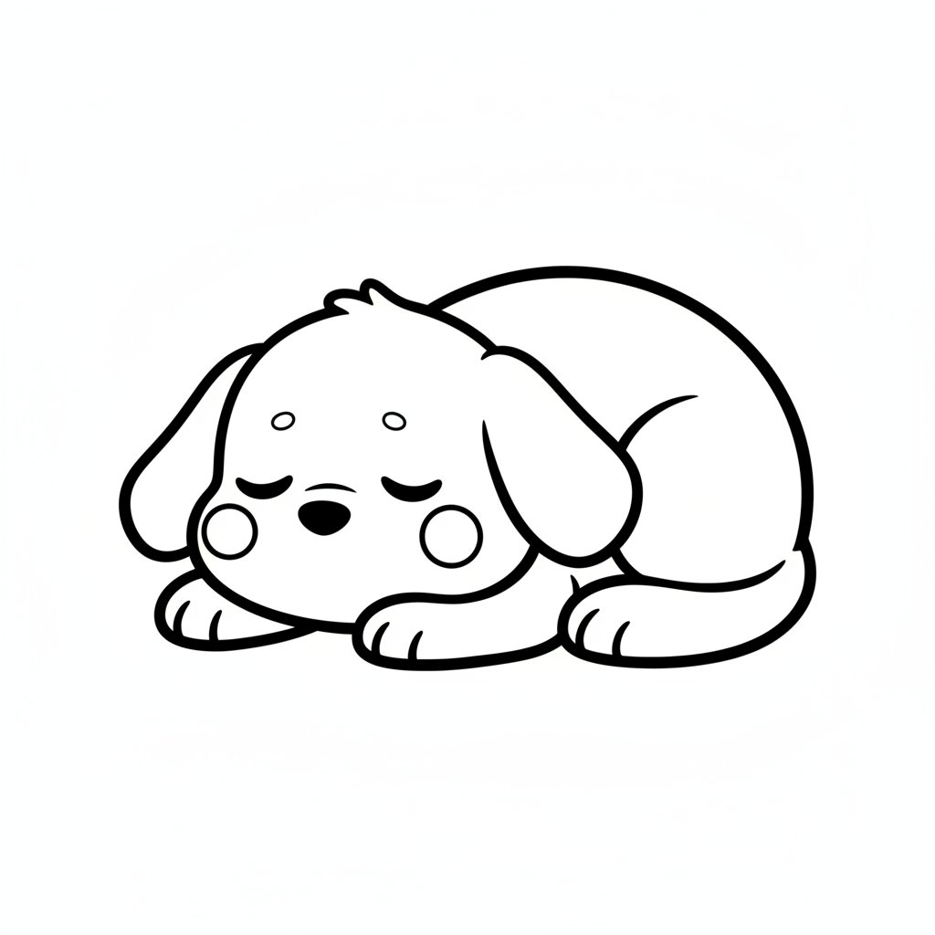 Página para colorear Kawaii Perro - Fácil