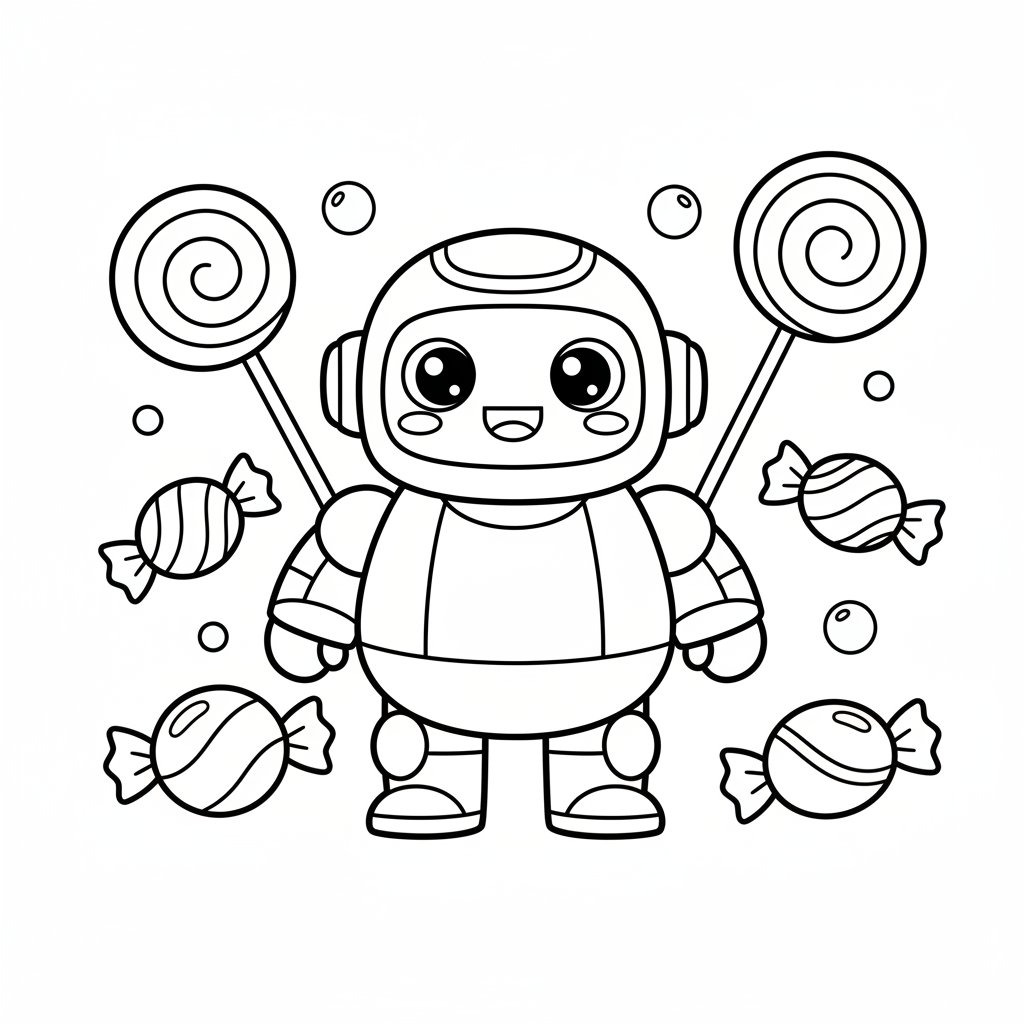 Página para colorear Kawaii Robot - Fácil