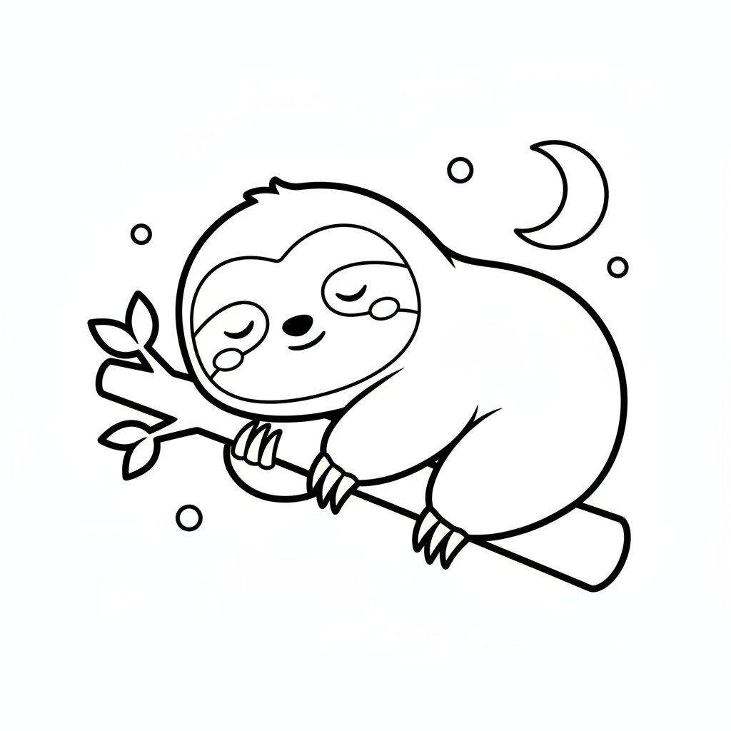 Página para colorear Kawaii Perezoso - Fácil