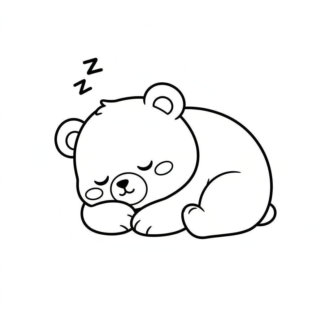 Página para Colorear de Oso Kawaii - Medio