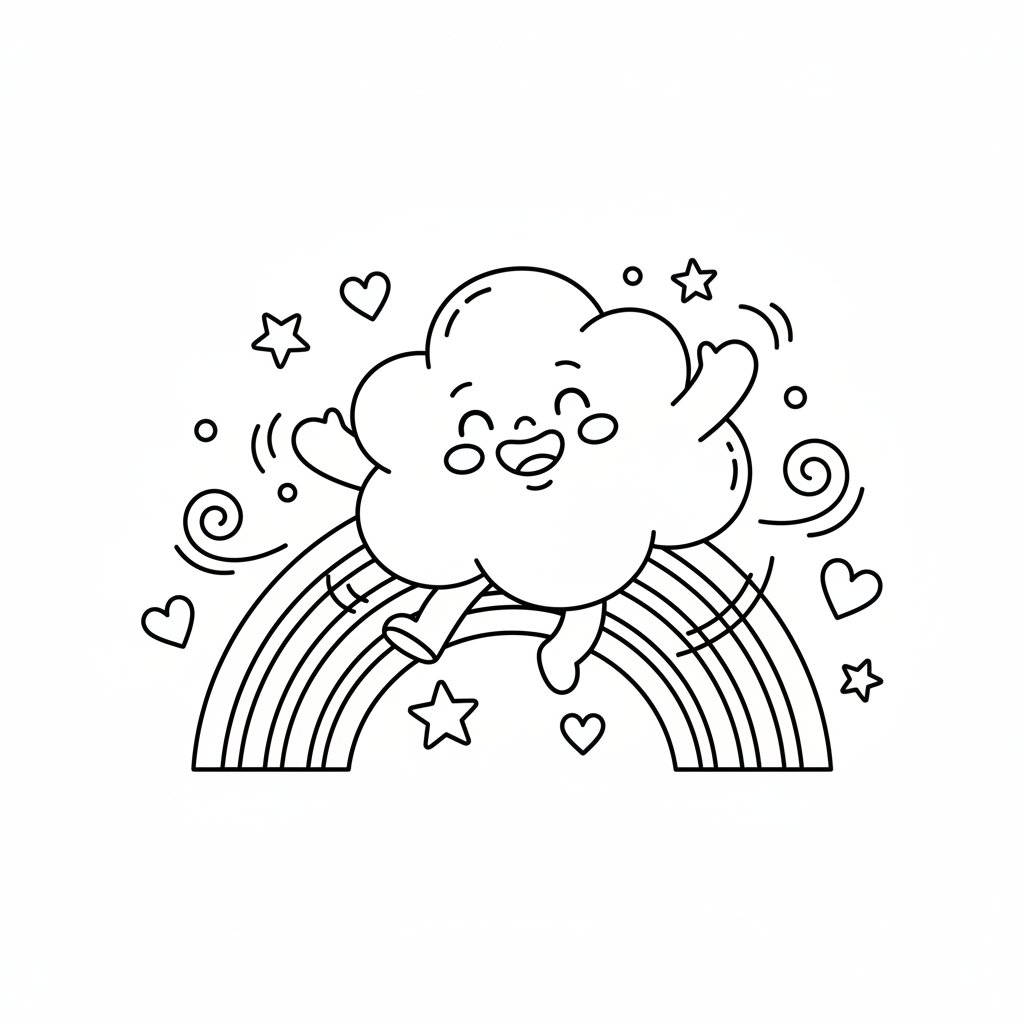 Página para colorear Kawaii Nube - Medio