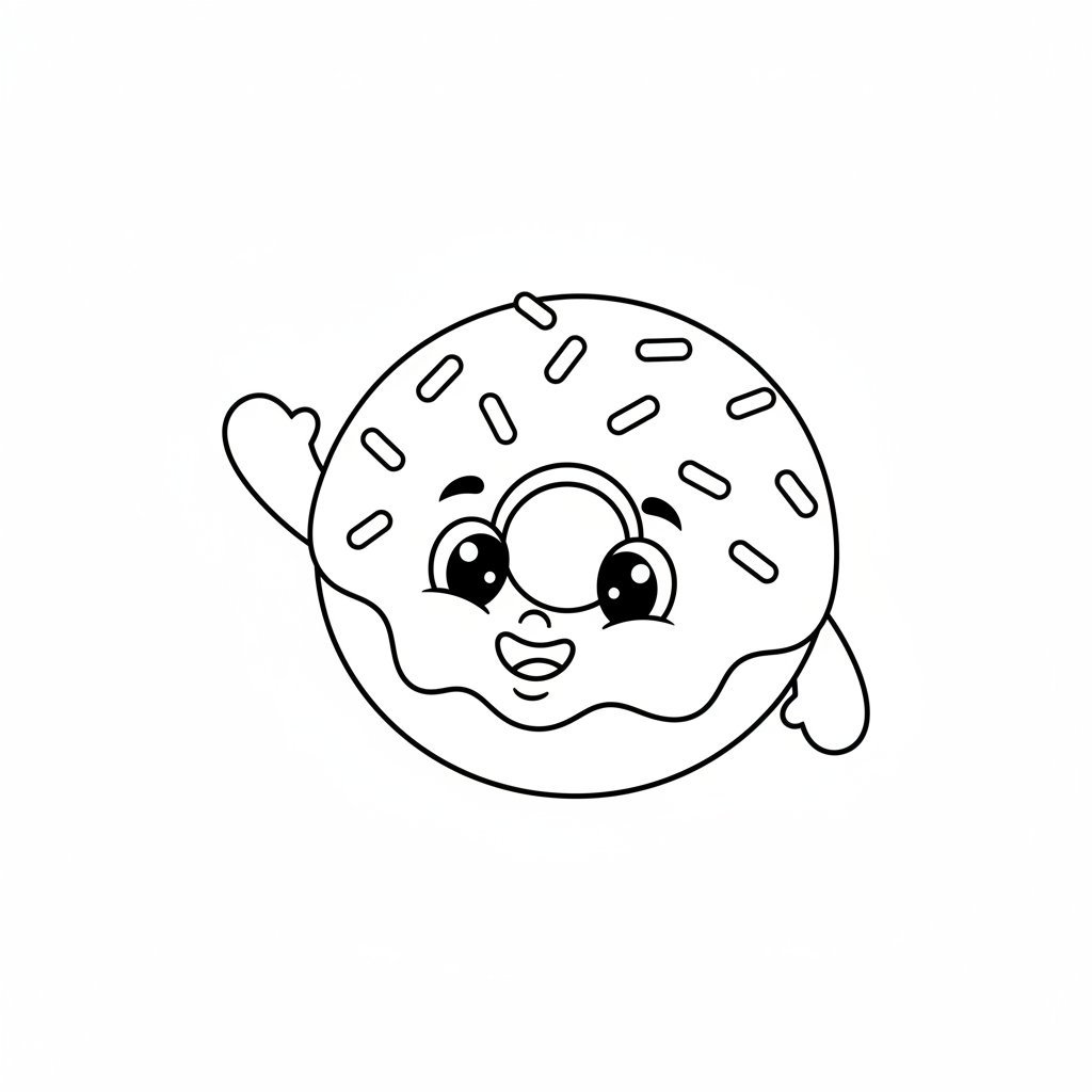 Página para colorear Kawaii Donut - Medio