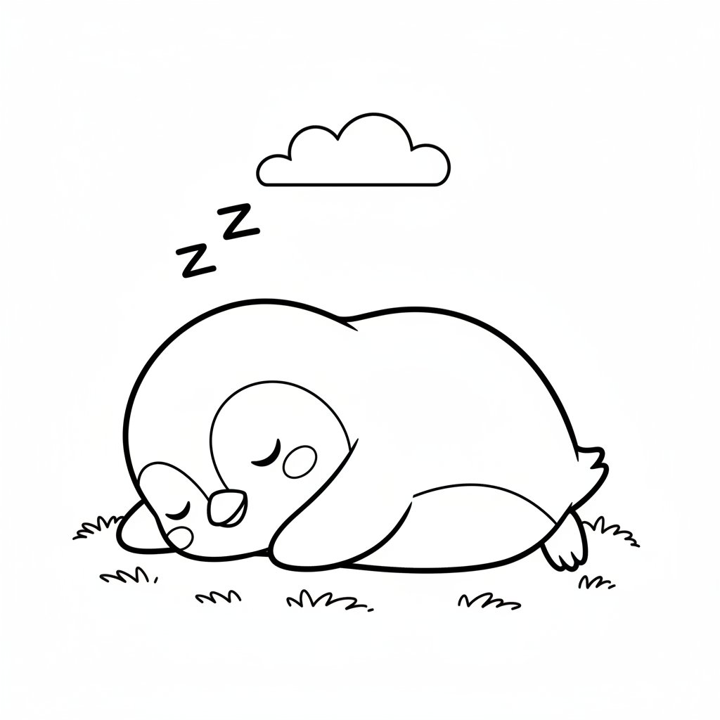 Página para colorear Kawaii Pingüino - Medio