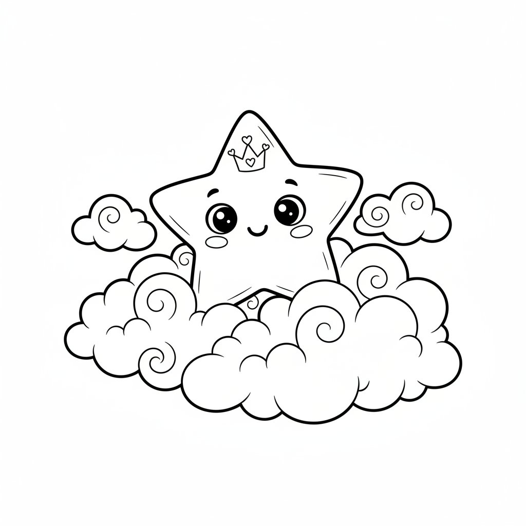 Página para colorear Kawaii Estrella - Medio