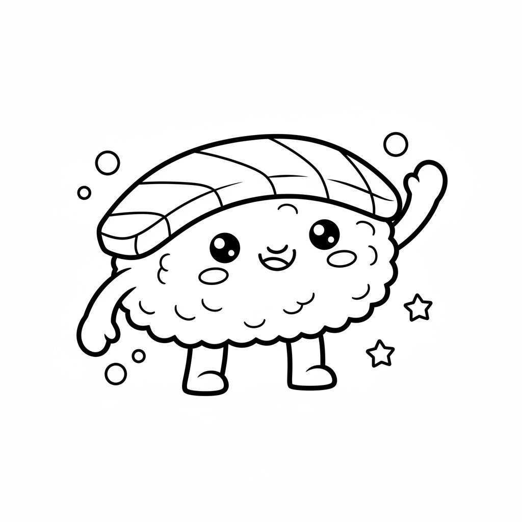 Página para colorear Kawaii Sushi - Medio