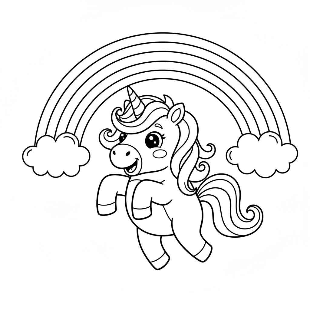 Página para colorear Kawaii Unicornio - Medio