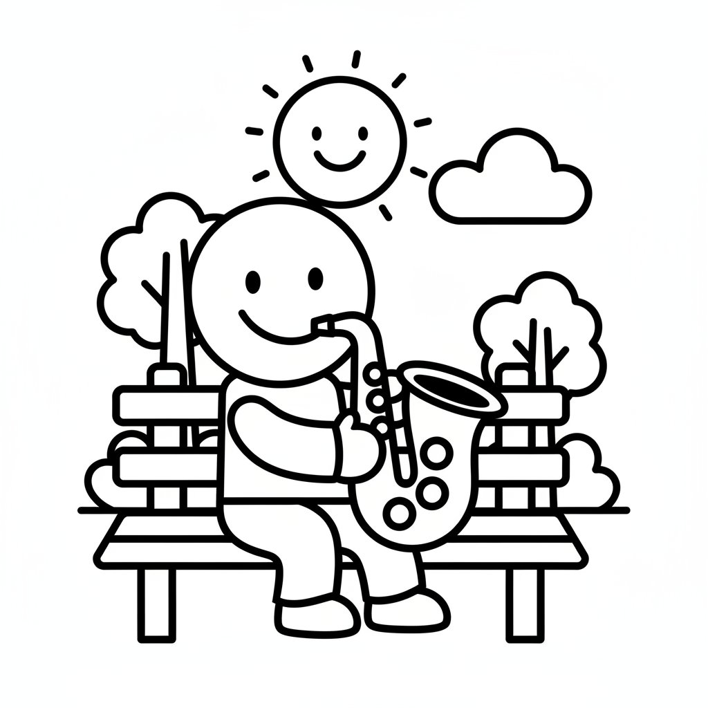 Página para Colorear de Alegre Músico de Jazz - Fácil