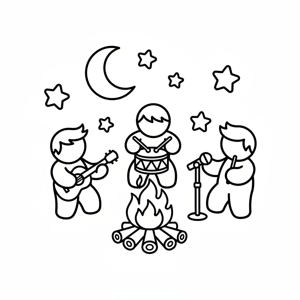 Página para Colorear Banda de Rock - Fácil