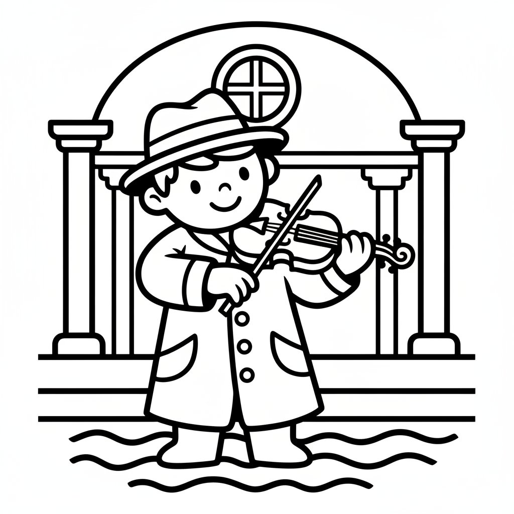 Página para Colorear de Músico Callejero - Fácil