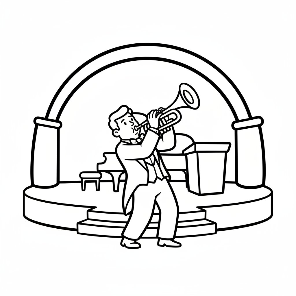 Página para Colorear de Trompeta - Fácil